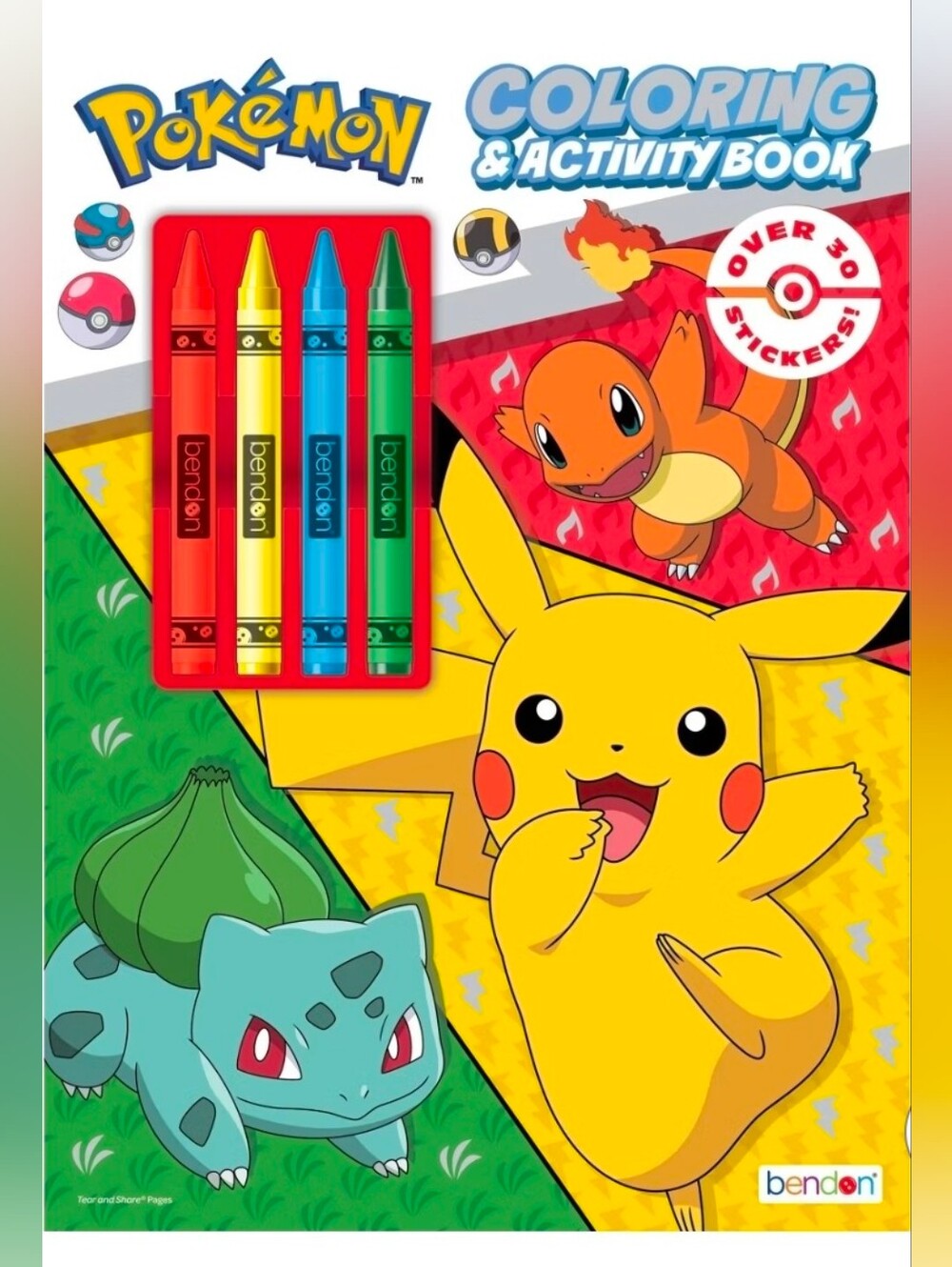 Pokemon Coloring & Activity Book with Red Yellow Blue Green Crayons